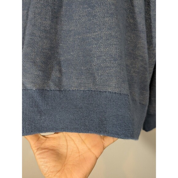 Andean Mens Blue Baby Alpaca V-neck Sweater Sz M Grandpa Preppy Academia Classic - Picture 5 of 7